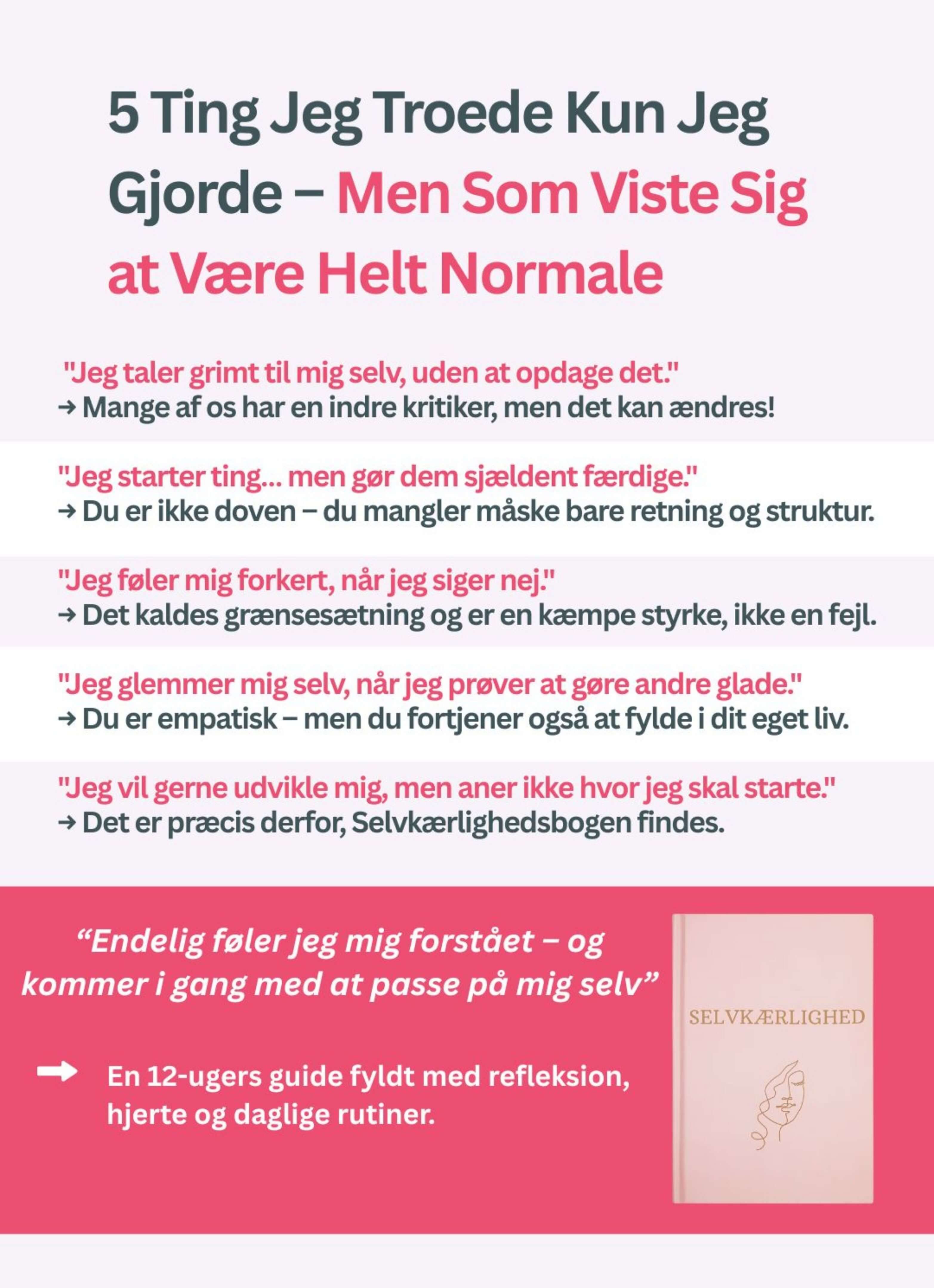Selvkærlighed. Personlig udvikling. Daglige rutiner. Mental sundhed. Taknemmelighedsøvelser. Vaner og refleksion. Citater til selvværd. Struktur og ro i hverdagen. Øvelser til indre balance. Mental træning. Selvomsorg. Guide til selvkærlighed. Inspiration til hverdagen. Selvudviklingsbog.