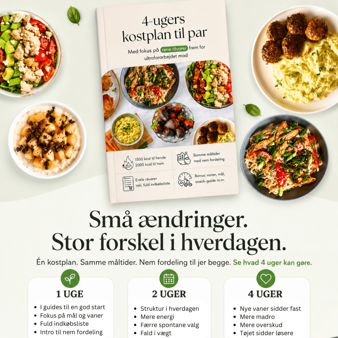 4-ugers kostplan til par (inkl. indkøbsliste)