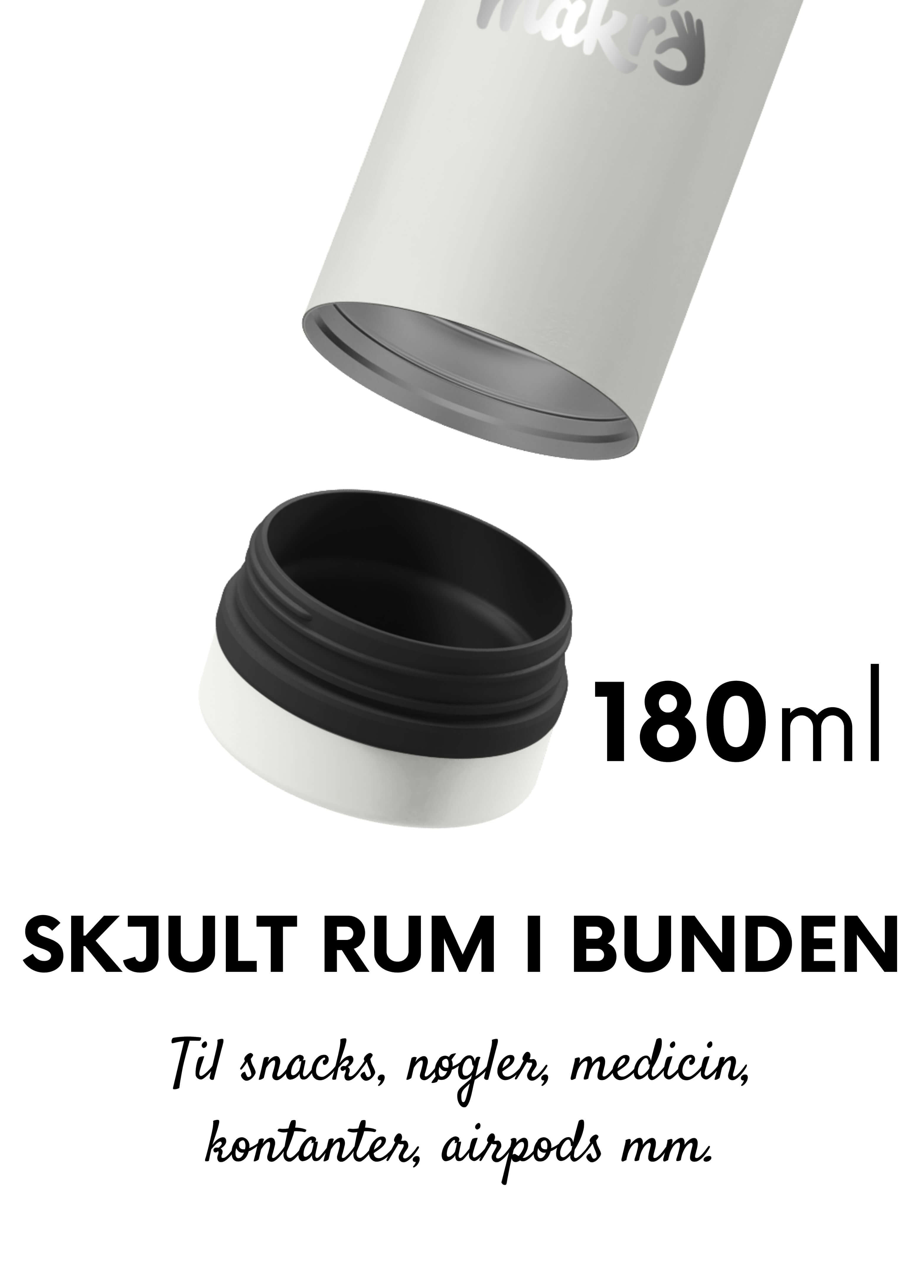 0,75L termovandflaske m. snack-rum i bunden