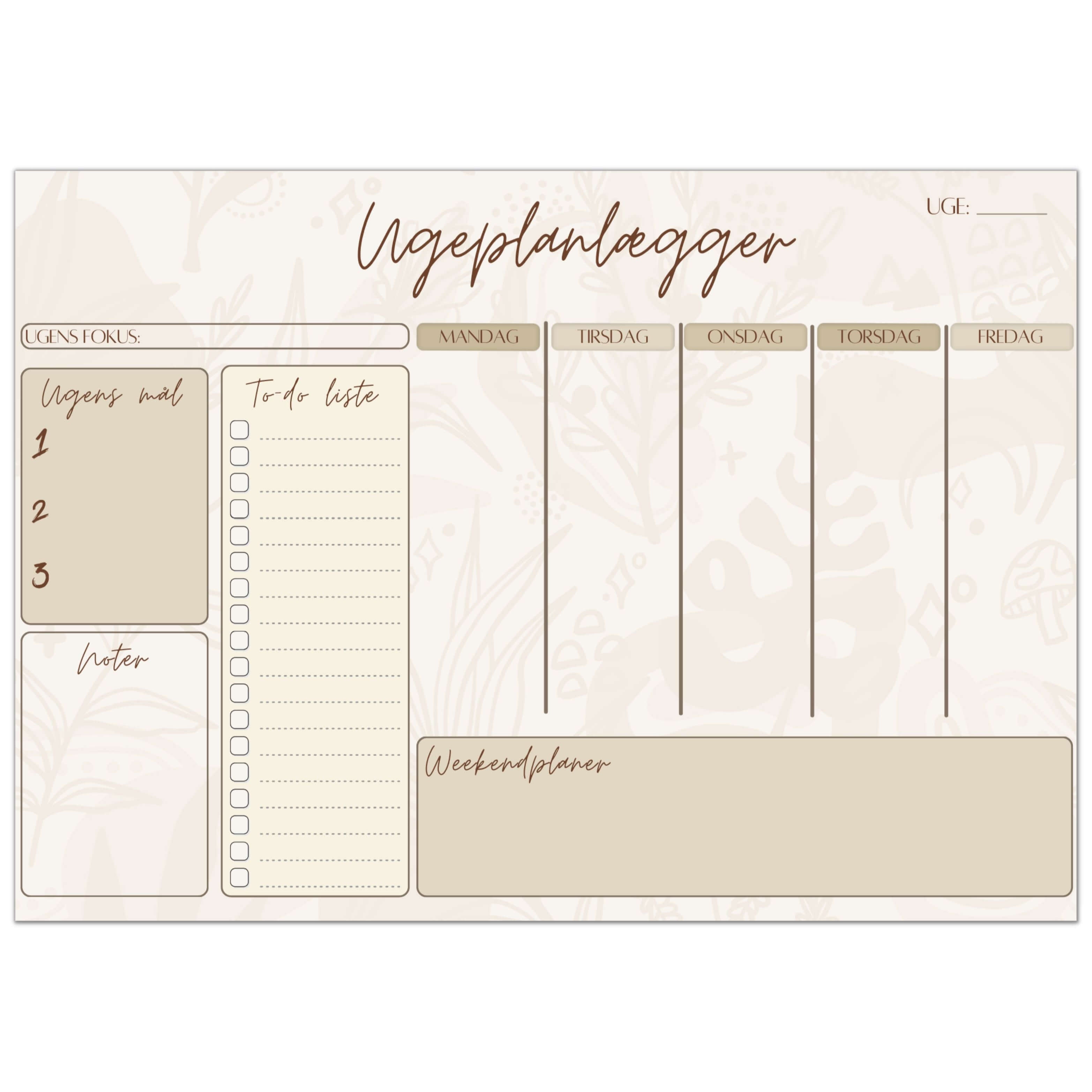 Ugeplanlægger m. magnetbagside