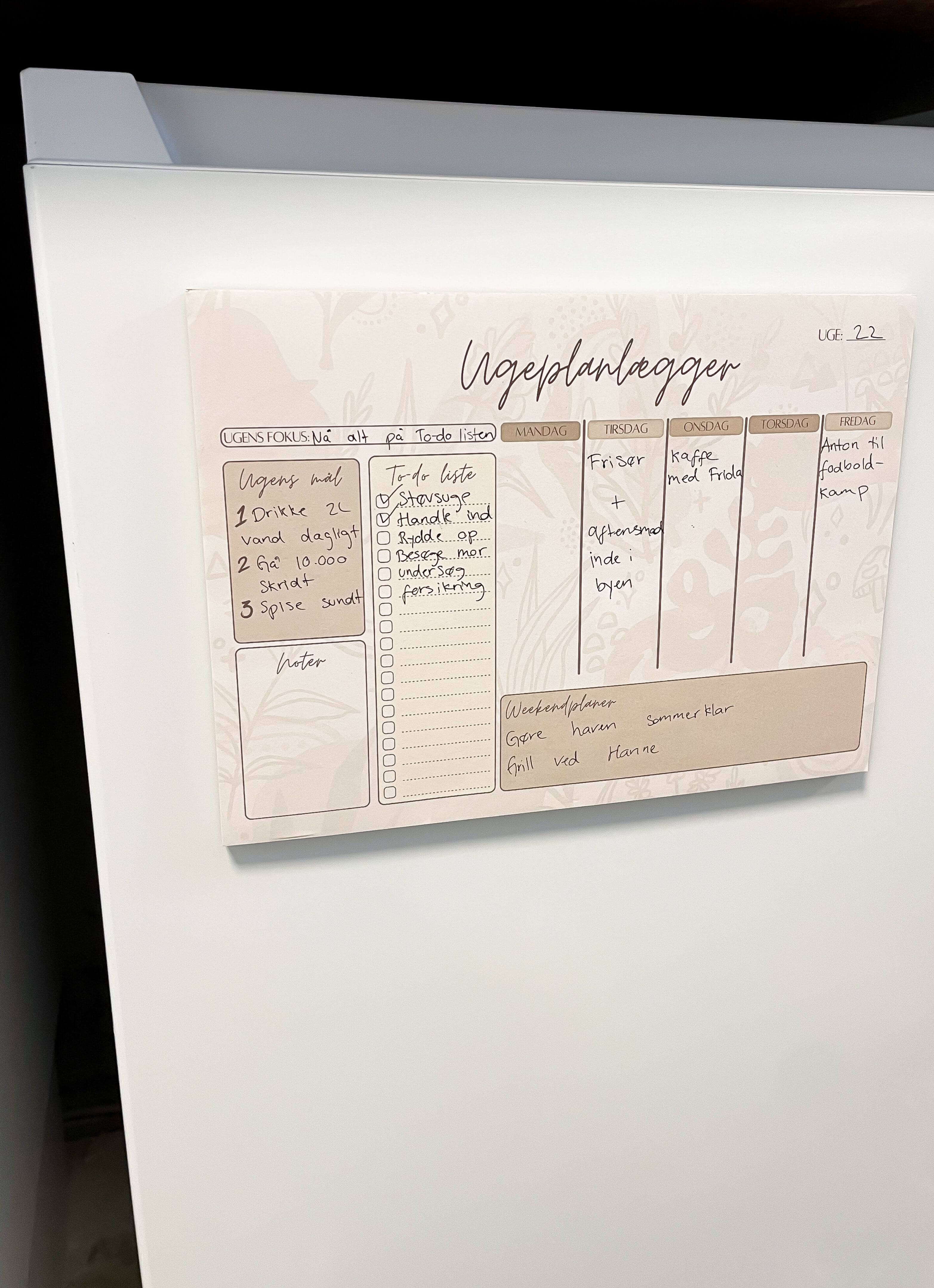 Ugeplanlægger m. magnetbagside
