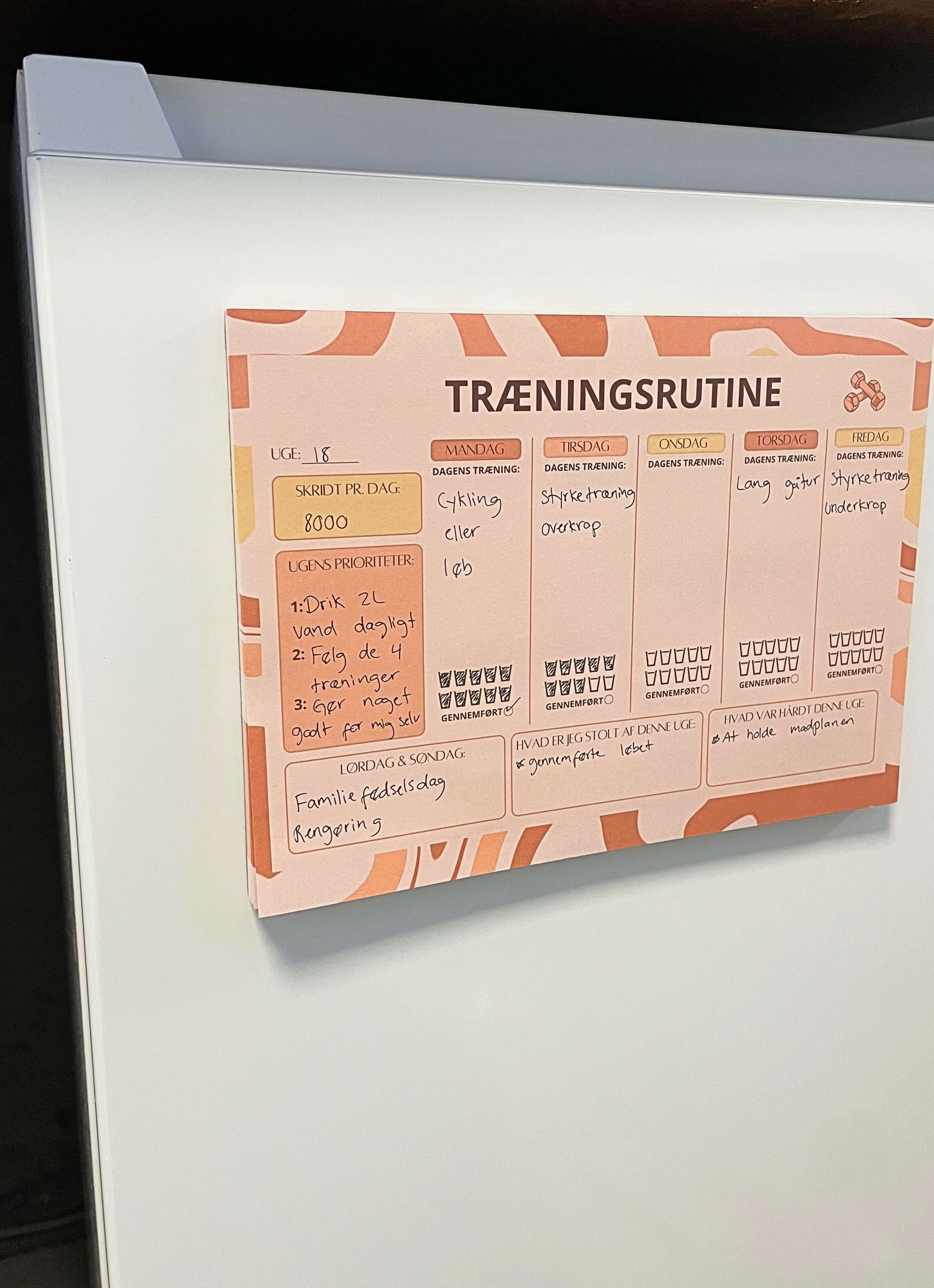 Træningsplanlægger m. magnetbagside