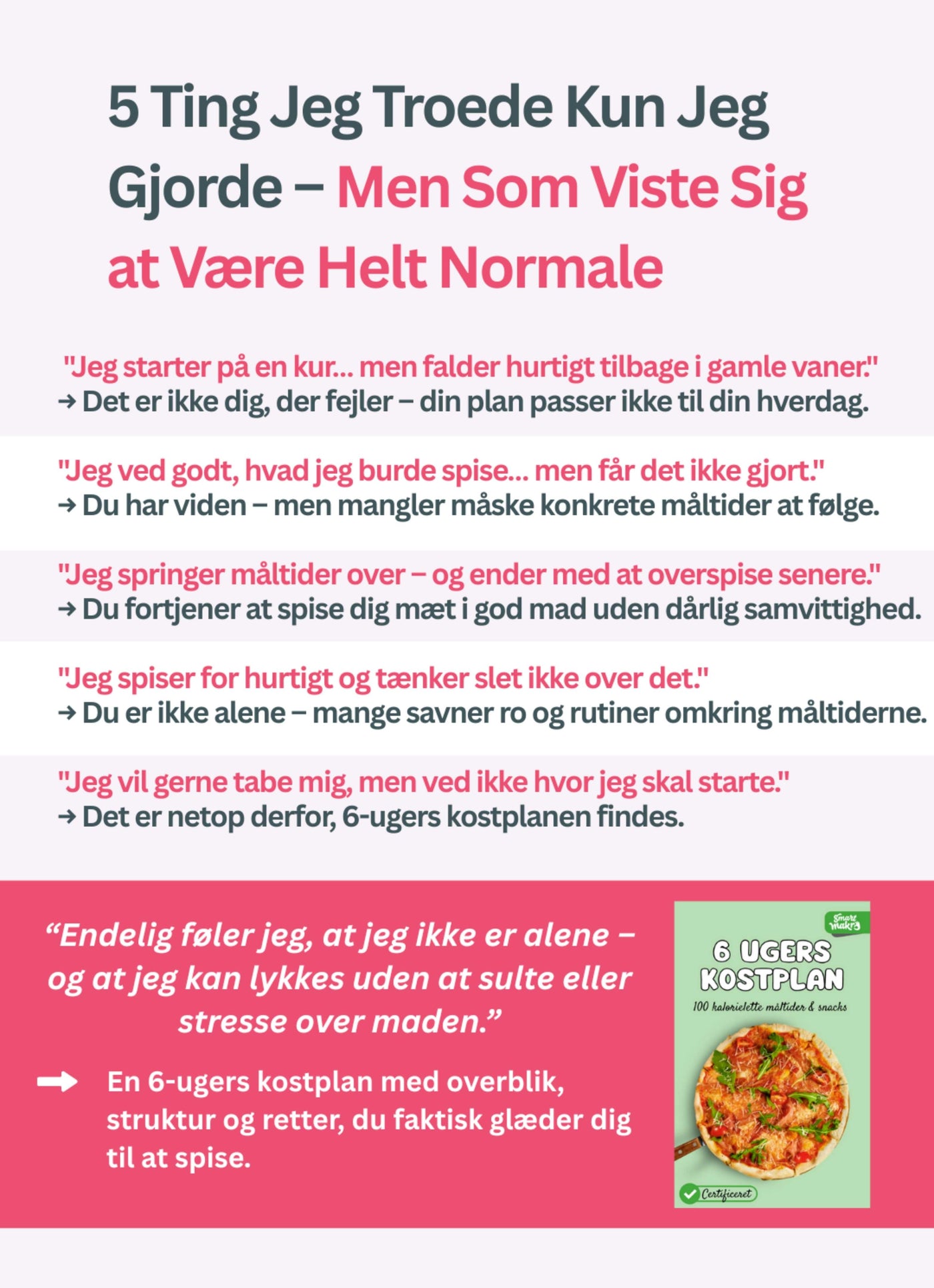 6-ugers Kostplan til Vægttab