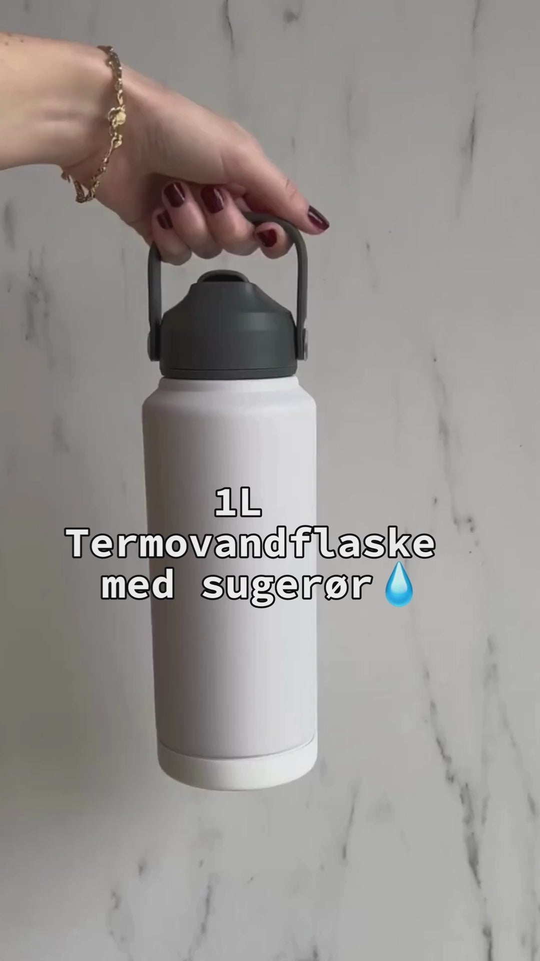 Indlæs video: 1L termovandflaske med sugerør