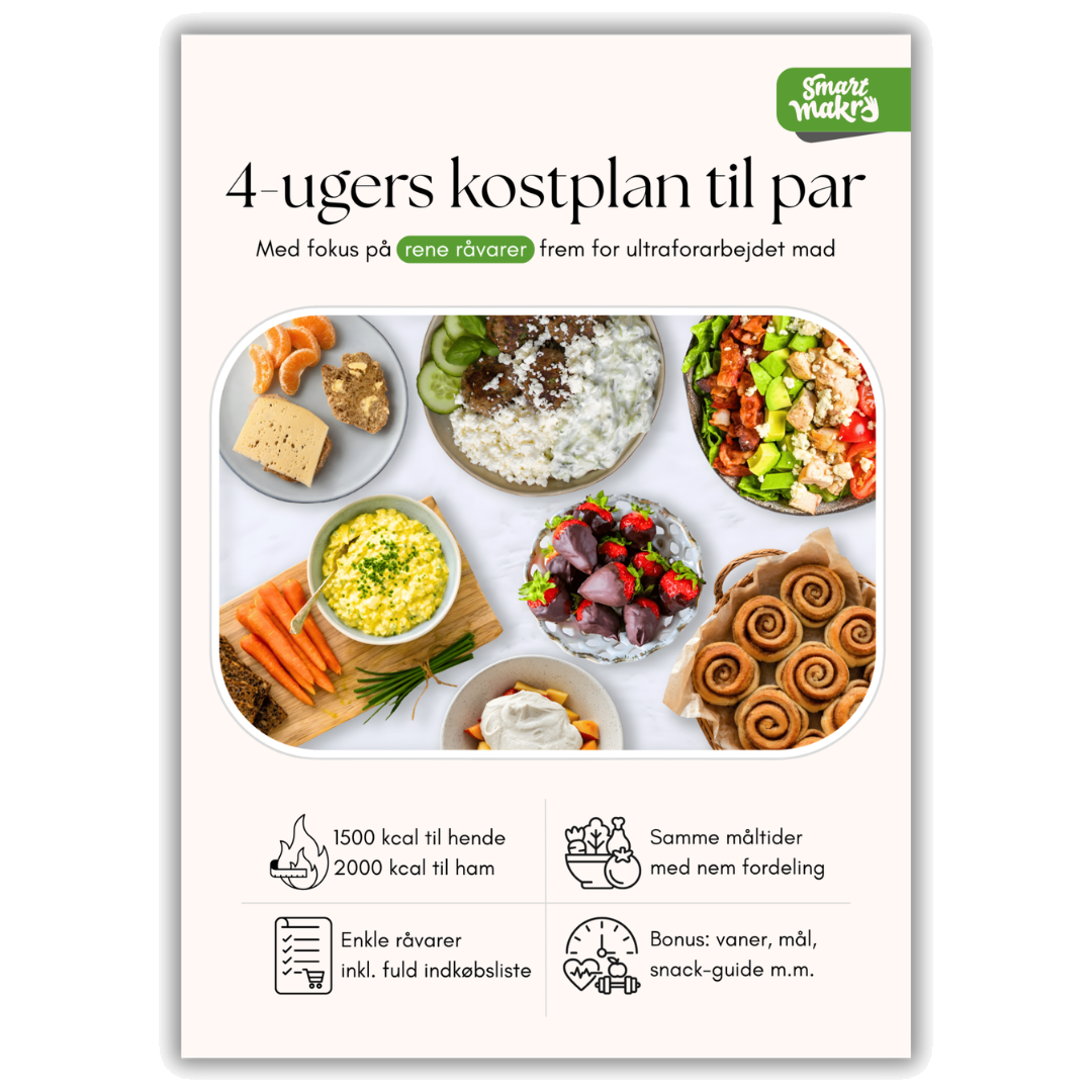 4-ugers kostplan til par (inkl. indkøbsliste) – originalt produktbillede med transparent baggrund