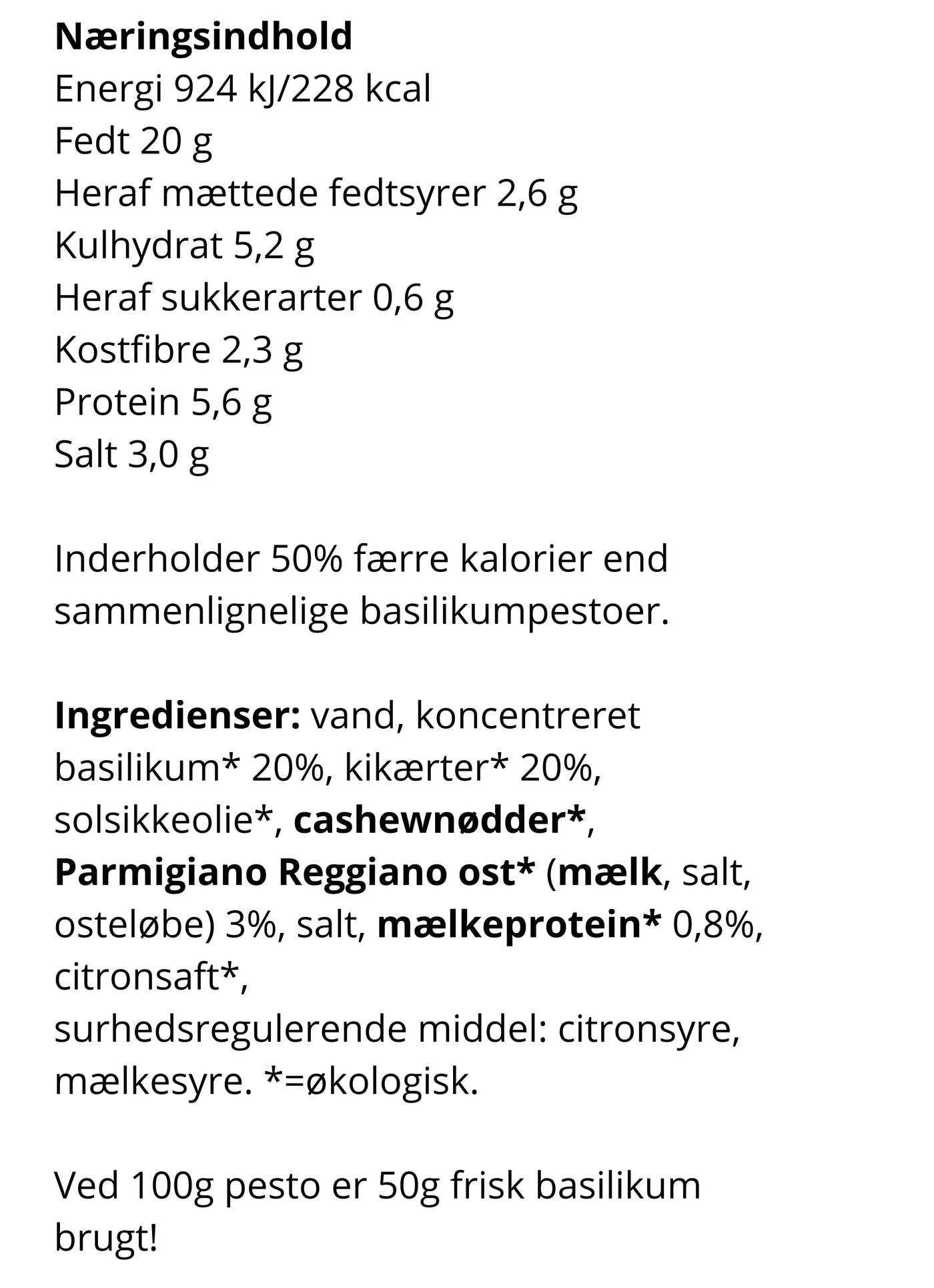 Den Økologiske Kalorielette Basilikumpesto fra Smart Makro er til dig, der ønsker en holdbar livsstil med plads til alt det, du elsker. Pestoen gør det nemmere for dig at holde dit daglige kalorieindtag nede, så du slipper for skjulte og tomme kalorier i din madlavning - det er traditionel italiensk pesto, som du kender, blot med et lavere kalorieindhold!  228 kcal pr. 100g Samme gode smag 50% færre kalorier Uden tilsætningsstoffer